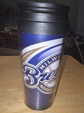 Milwaukee Brewers Team 14oz Travel Tumbler Acrylic Coffee Cup No Spill Lid